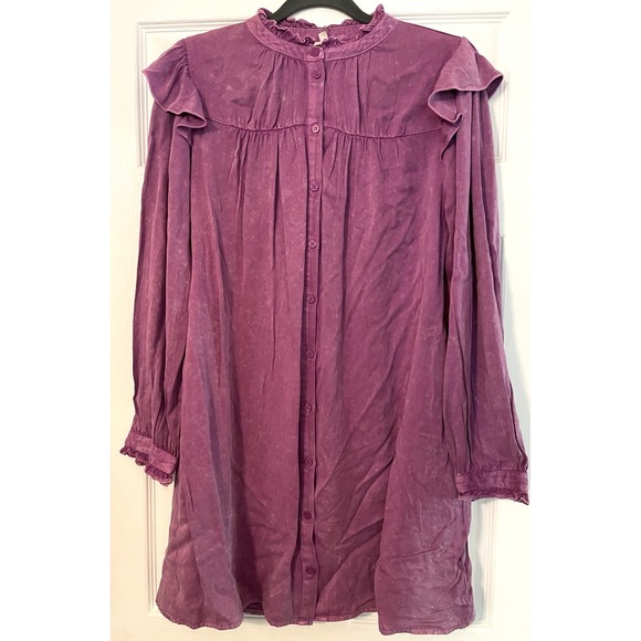 JODIFL Tops - New Jodifl purple peasant tunic blouse women's sz Small ruffle shoulder cottage